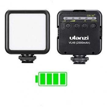 ULANZI Luz de Vídeo LED VL49 5500K Luz de Relleno Luz de Camara LED lámpara de luz fotográfica portátil para videocámaras DSLR, fotografía, batería incorporada de 2000mAh.