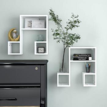 Estante de pared 2 piezas blanco 50x15x50 cm multicapa