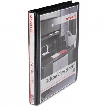 Deluxe Round Ring Vinyl View Binder, 1/2 Capacity, Black, Sold as 1 Each