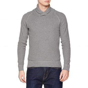 JACK & JONES Jortony Knit Shawl Neck suéter, Gris Grey Melange, Small para Hombre