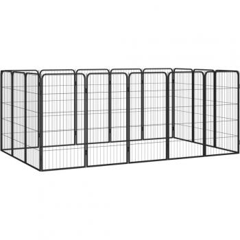 vidaXL 16-Panel Dog Playpen Black 50x100 cm Powder-coated Steel
