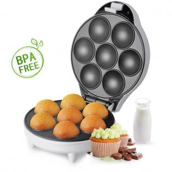 Aigostar Popcaker Silver 30CET – Máquina para hacer popcakes, cupcakes y magdalenas, 700 W de potencia, capacidad 7 huecos, placas antiadherentes. Color plata. Diseño exclusivo.
