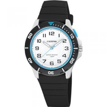 Reloj Calypso Sweet Time K5857/1 Blanco Hombre, caucho blanco, diseño moderno, resistente al agua, esfera analógica