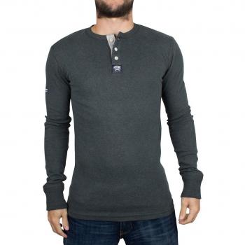 Superdry Hombre Longsleeved Patrimonio abuelo de la camiseta, Verde, XX-Large