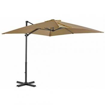 vidaXL Sombrilla Voladiza Poste Aluminio Gris Topo 250x250 cm Parasol Jardín