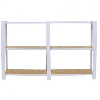 Estantería Oficina Simon Rack Officlick 3/300 Wood 1600 Blanco/OSB, 1000x1600x300 mm, Estilo Industrial, Madera y Metal