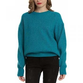 MessBebe Jersey de Punto Mujer Otoño Invierno Flojo Sueter Manga Larga Gruesos Chaquetas Holgados Casuales Ligeros Rebeca para Mujer Sudadera Tejido de Punto Cuello Redondo