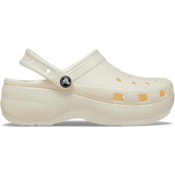 Crocs Women's Classic Glitter Platform Clogs - White - Size 7