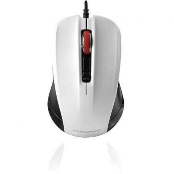 Mouse óptica alámbrica Modecom M9.1, 1600 DPI, 4 botones, USB, color negro y blanco