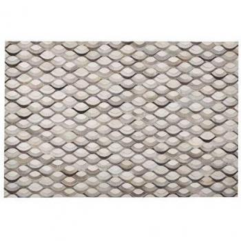 Alfombra de Piel de Vaca Patchwork Beige y Marrón Rectangular 140 x 200 cm Estilo Retro Kirca