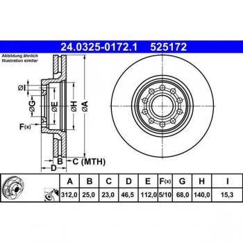 Disco de freno ATE Power Disc 24.0325-0172.1, 1 pieza