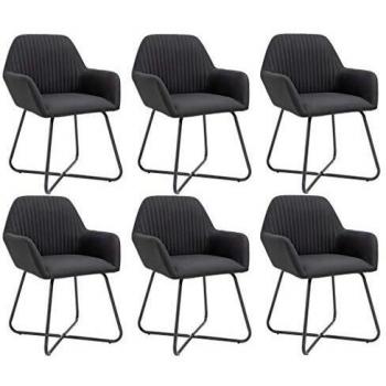 vidaXL Set of 6 Black Fabric Dining Chairs