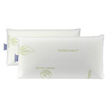 Almohada Viscoelástica Aloe Vera Plus - Pack de 2 Unidades (75 cm) con Doble Funda y Termorregulable