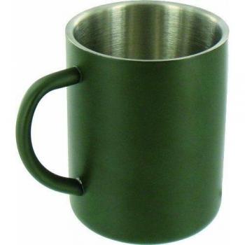 Highlander - Taza de campin de acero fino, pared doble para mantenimiento de la temperatura, color oliva, CP172-GN-01