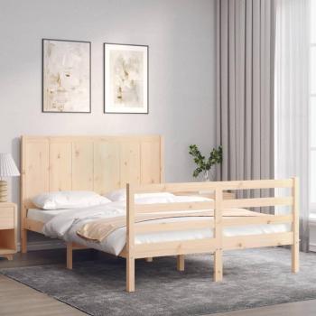 Cama de madera maciza con cabecero 120x200 cm