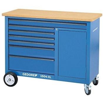 Banco de trabajo móvil XL Gedore 1504 con 7 cajones y compartimento, dimensiones 1250x630x985 mm
