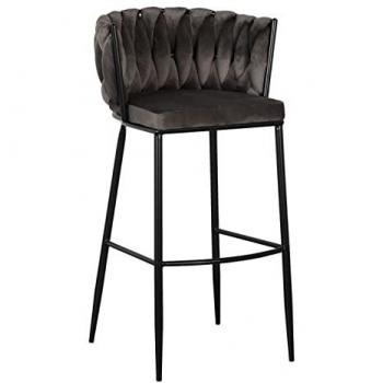 Taburete 57 x 57 x 104 cm Tejido Sintético Negro Gris Metal