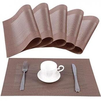 Amazon Brand – Eono 6 Manteles Individuales de PVC Antideslizantes, Repelen la Suciedad y Lavables, Respetuosas con el Medio Ambiente