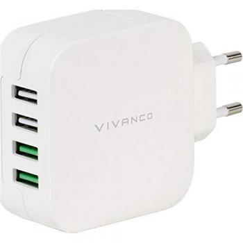 Cargador VIVANCO 4 USB 2 1.MAH Cargas RAPIDAS Y 2 Cargas 2.4MAH