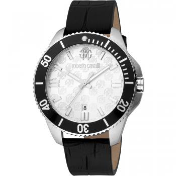 Roberto Cavalli Men's 44MM Stainless Steel & Leather Strap Watch - Black - One Size