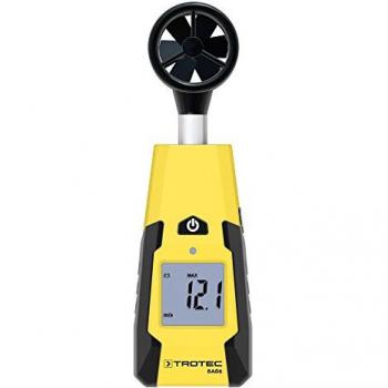 TROTEC Anemómetro de rueda alada BA06 - Medidor de velocidad del aire, rango de medición: 0,4 a 30 m/s, precisión: ±3% del valor medido, pantalla LCD retroilumin
