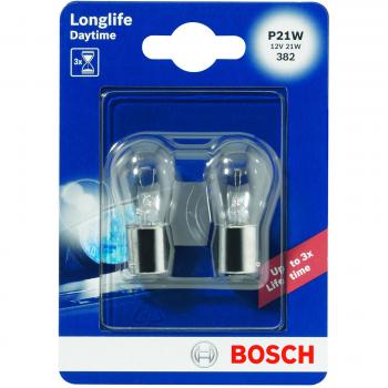 Bosch P21W Longlife Daytime Lámparas para vehículos - 12 V 21 W BA15s - Lámparas x2