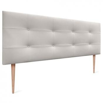 Cabecero Acolchado Capitone Tapizado en Polipiel Blanco Hueso 145x115cm con 8cm de Grosor para Camas Matrimonio e Individual