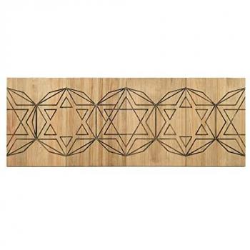 Cabecero Eco 4 Partes Geometrías Múltiples 160x60cm Madera Maciza de Pino Acabado Vintage Estilo Industrial