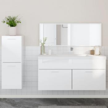Set de muebles de baño 3 piezas madera contrachapada blanco brillo