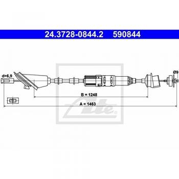 Cable de Embrague ATE 24.3728-0844.2 con Ajuste Automático para Peugeot 106 II 3/5 Puertas