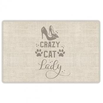 Alfombra de vinilo impermeable para mascotas, Crazy Cat Lady 48x75 cm