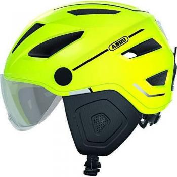 ABUS Pedelec 2.0 ACE Urban Bicycle Helmet with Rear Light and Visor - Signal Yellow - Size L (56-62 cm)