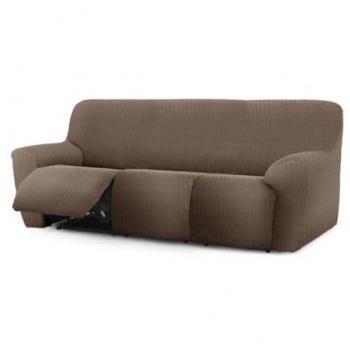 Funda sofá relax 3 plazas bielástica Jaz marrón extensible 200 - 260 cm