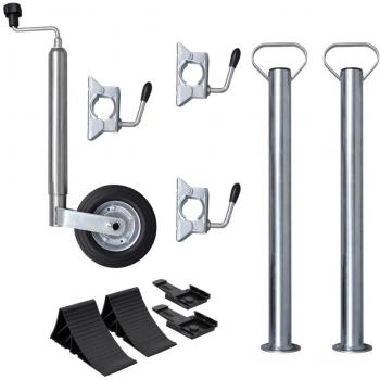 Rueda Jockey de 48 mm con 2 tubos de soporte y 3 abrazaderas divididas