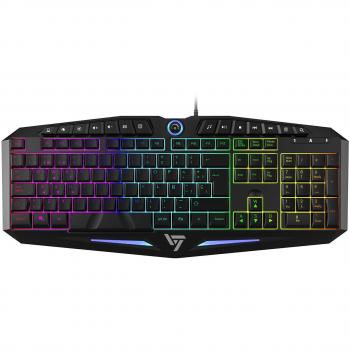 VICTSING Teclado Gaming, Retroiluminación LED y Impermeable, 14 Teclas Multimedia, Anti-Ghosting, Para Gaming Juegos y Oficinas