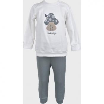 Conjunto de bebé verde y blanco con dibujo de seta