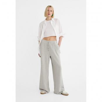 Soft-Touch Grey Melange Palazzo Trousers S