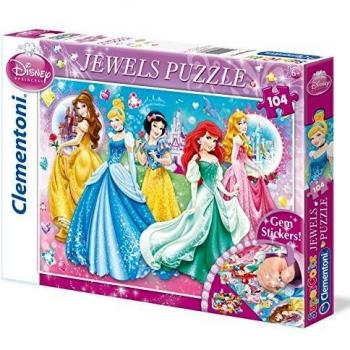 Clementoni Puzzle con Joyas 104 Piezas, Princesas Disney