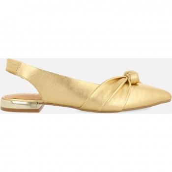 iBalle - Bailarinas destalonadas de piel color dorado con detalle de nudo para mujer