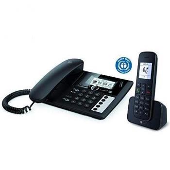 Teléfono DECT/analógico Telekom Sinus PA 207 Plus 1 con identificador de llamadas y color negro