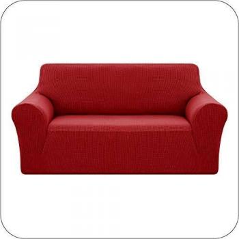 UMI. by Amazon Funda Sofa Suave Elastica de Color Liso 2 Plazas Rojo
