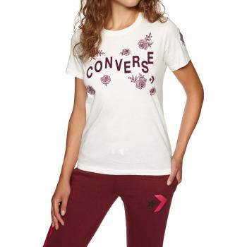 Converse Floral Crew tee Egret - Camiseta, Mujer, Beige