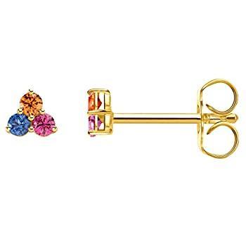 Thomas Sabo Single Triangle Ear Stud - 925 Sterling Silver with Yellow Gold and Multicolour Accents