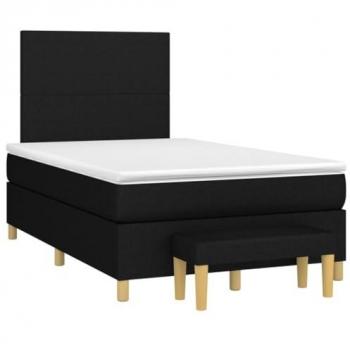 Cama box spring con colchón tela negro 120x190 cm Vidaxl Negro