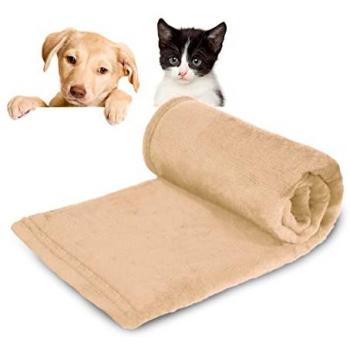 Manta de Terciopelo Suave y Resistente para Perros, Gatos y Mascotas 75x100cm - Vainilla