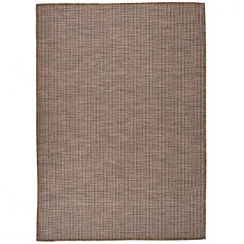 Alfombra de exterior de tejido plano marrón 140x200 cm