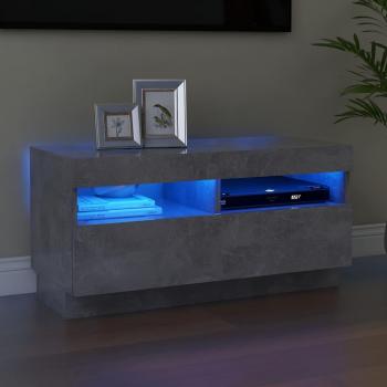 Mueble de TV con luces LED gris hormigón 80x35x40 cm, Mueble de Salon, Mueble Televisor, Mesa de TV