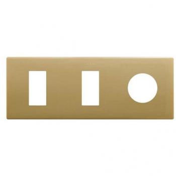 Marco estética mínima 3 elementos enchufe + 2 módulos estrechos oro 27191630-095