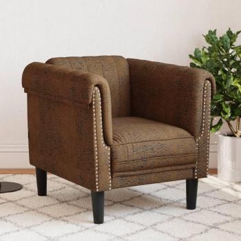 Sillón de terciopelo marrón en Suede Vidaxl con estructura resistente, tapizado en suave terciopelo marrón, diseño moderno y elegante, cojín acolchado para mayor comodidad, patas de madera robustas y fácil mantenimiento