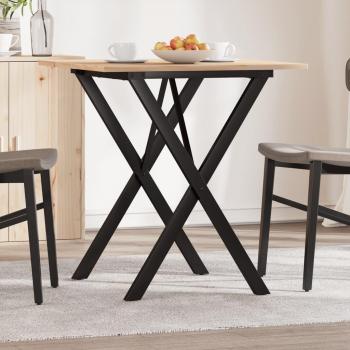 Mesa de comedor X Frame 70x70x75 cm Pino macizo y hierro fundido